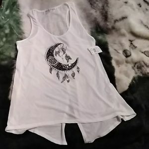 NWT white tank /w a black and metallic moon decal